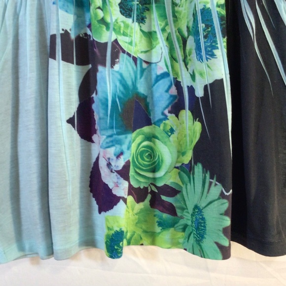 New Directions XL Floral Boho Tunic Top Abstract Print Short Sleeve Artsy Blouse - Picture 4 of 8